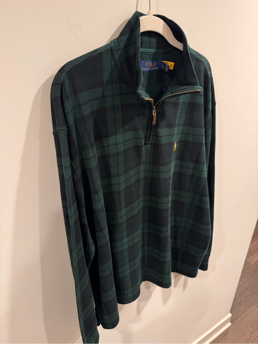 Polo Ralph Lauren Men’s L Estate-Rib Blackwatch Plaid Quarter-Zip NWT